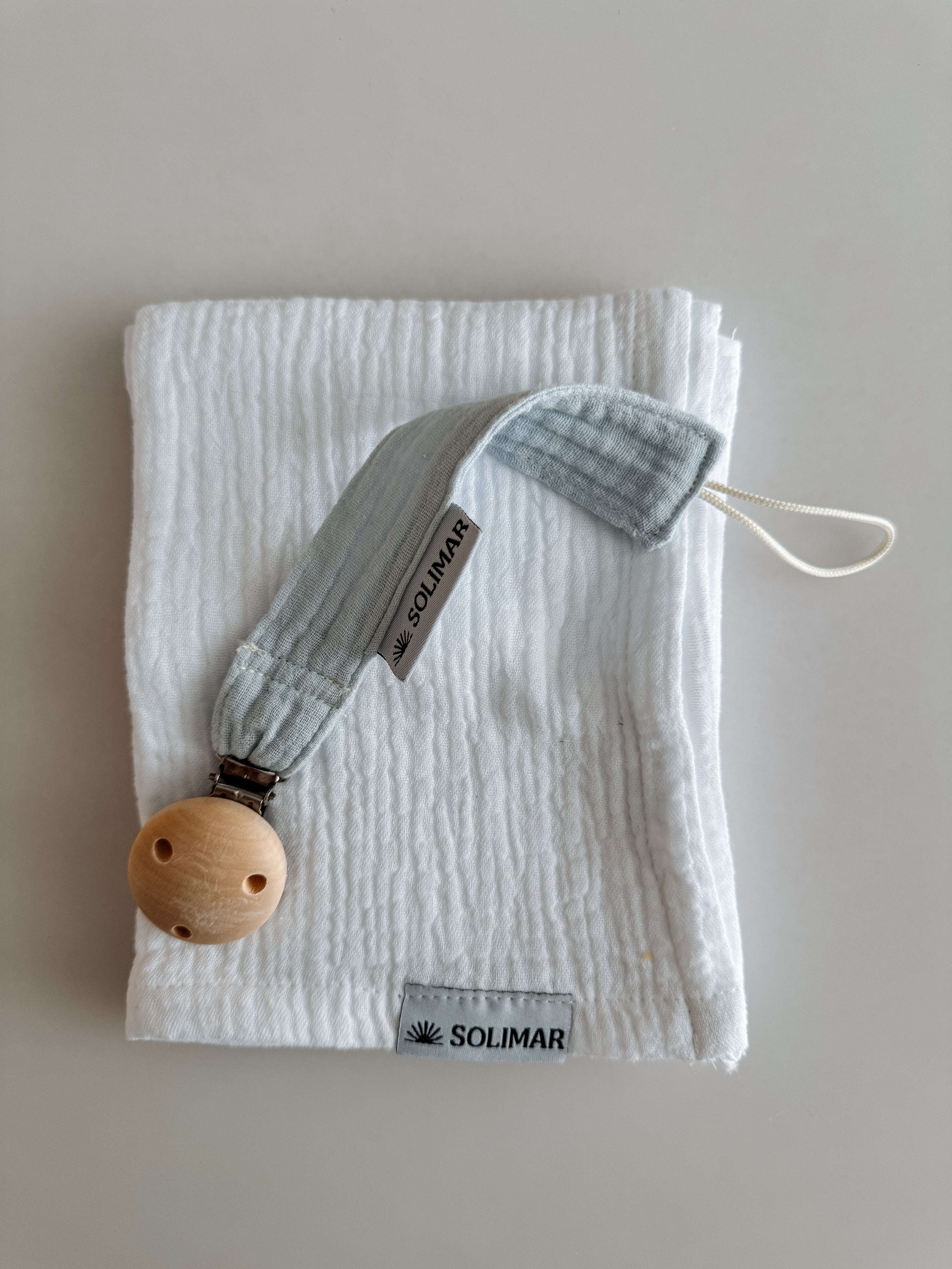 Duo Attache-lolette et Lange - Ciel Bleu et Blanc Câlin