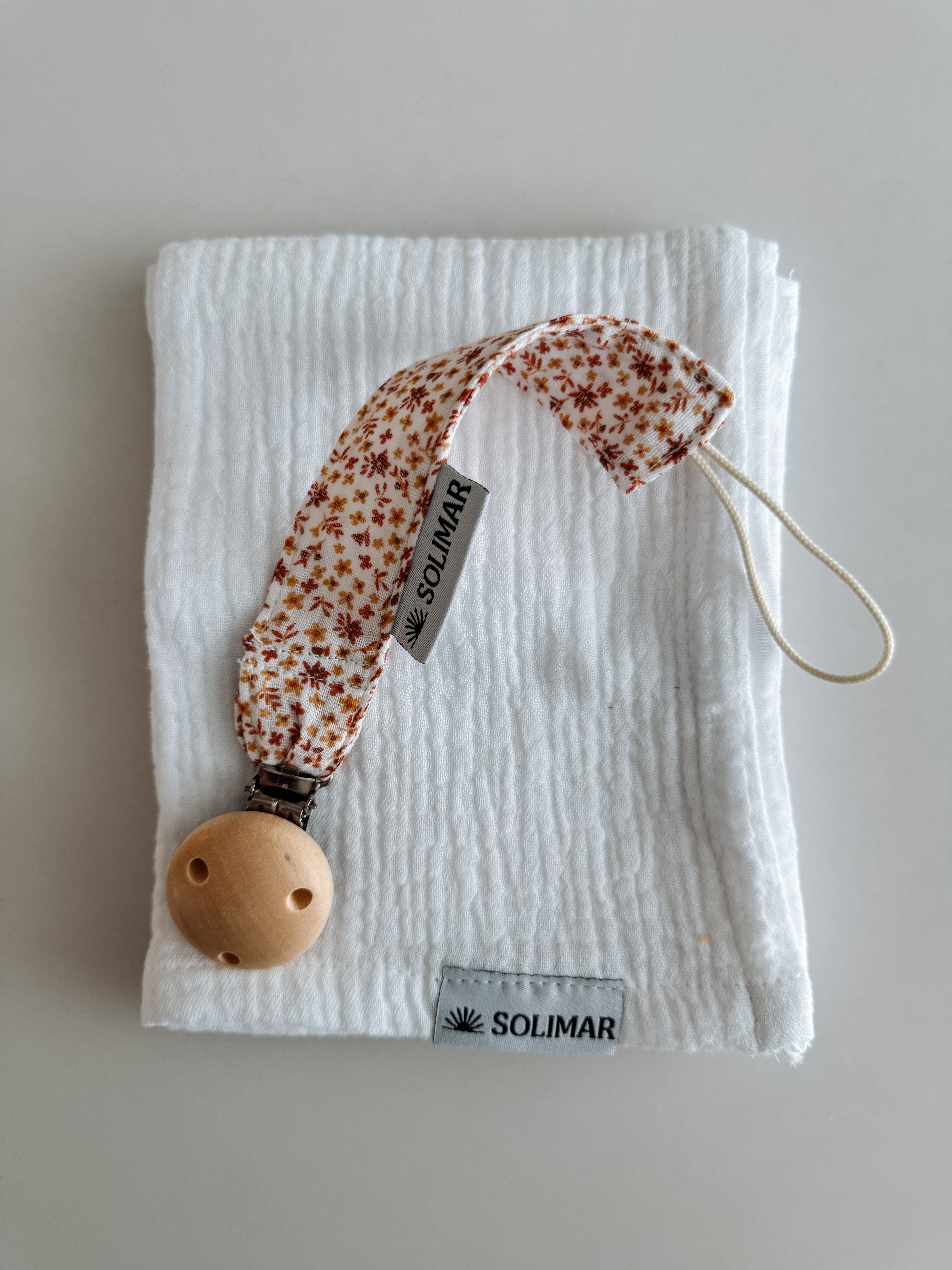 Duo Attache-lolette et Lange - Fleurs Roses et Blanc Câlin