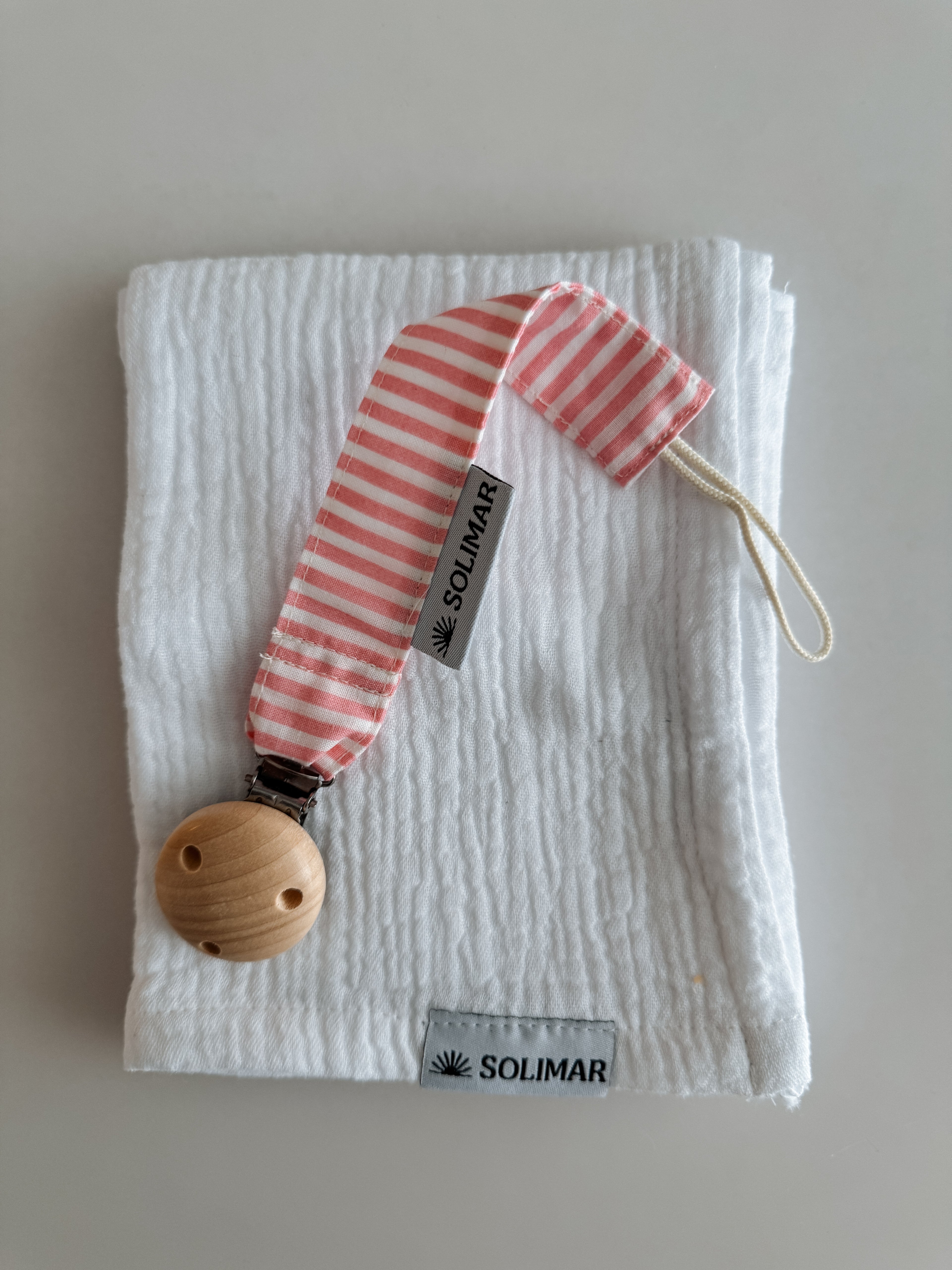 Duo Attache-lolette et Lange - Rayures Rosées et Blanc Câlin