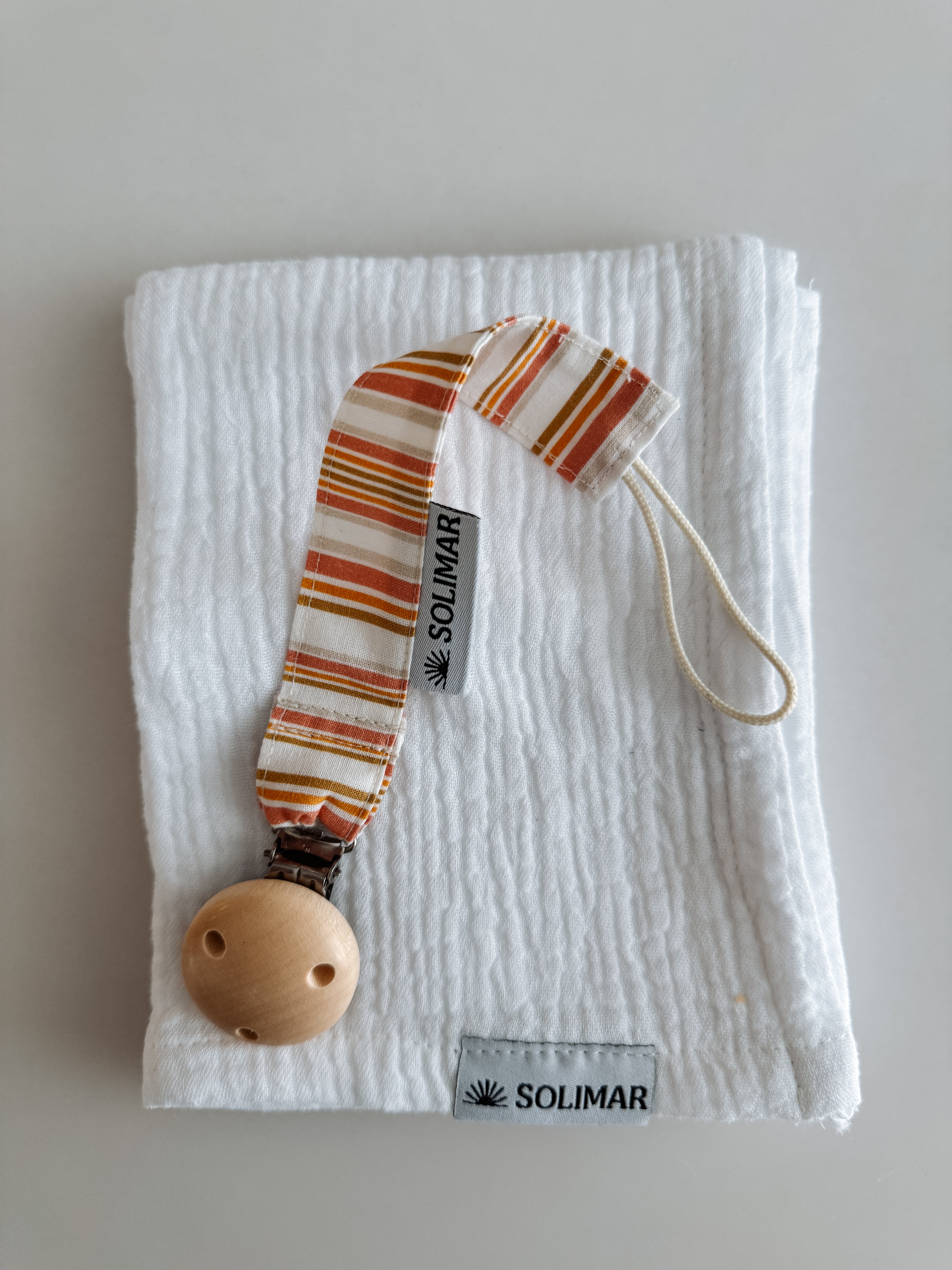 Duo Attache-lolette et Lange - Rayures et Blanc Câlin