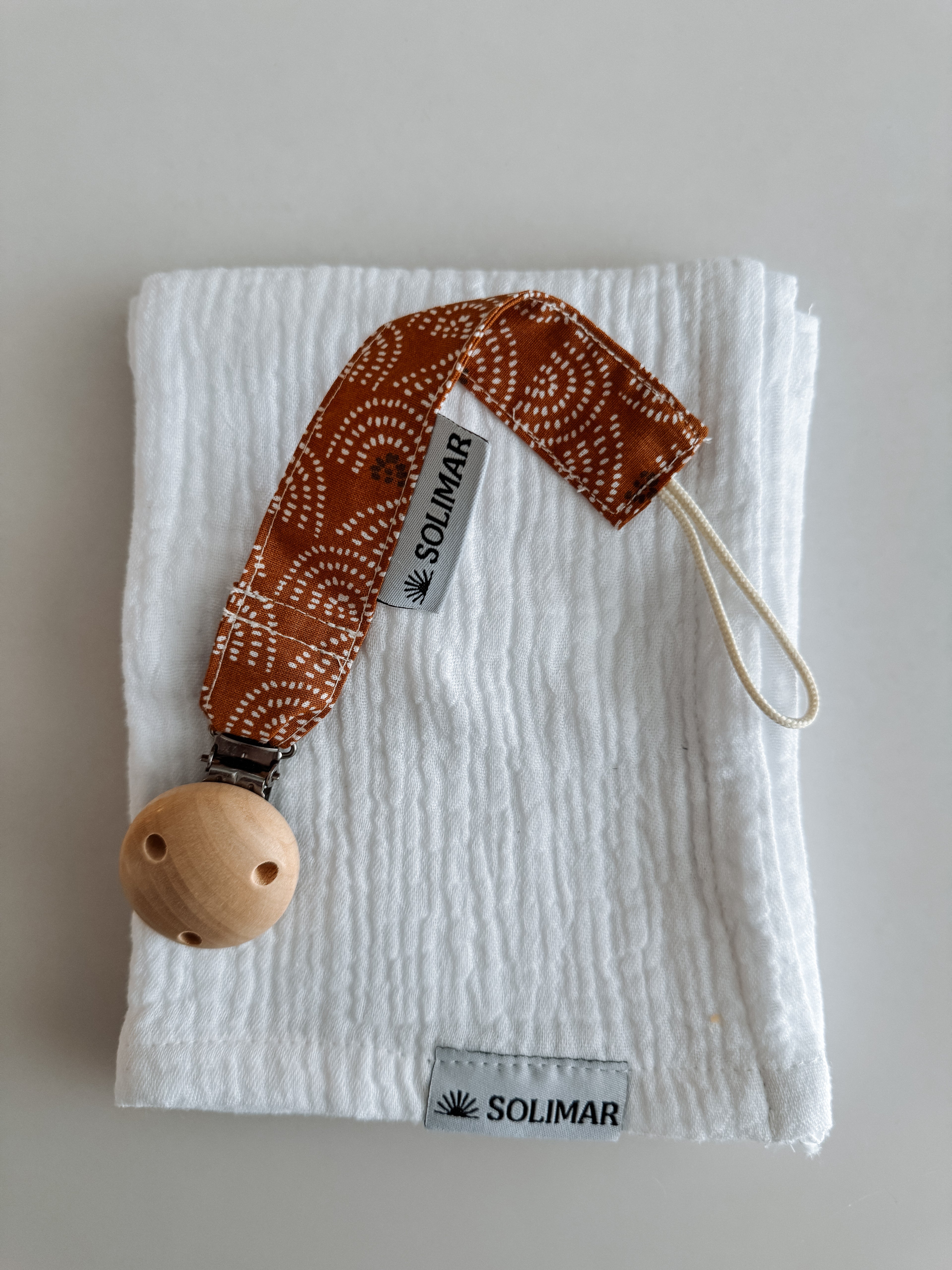 Duo Attache-lolette et Lange - Arc-en-ciel Bohème et Blanc Câlin