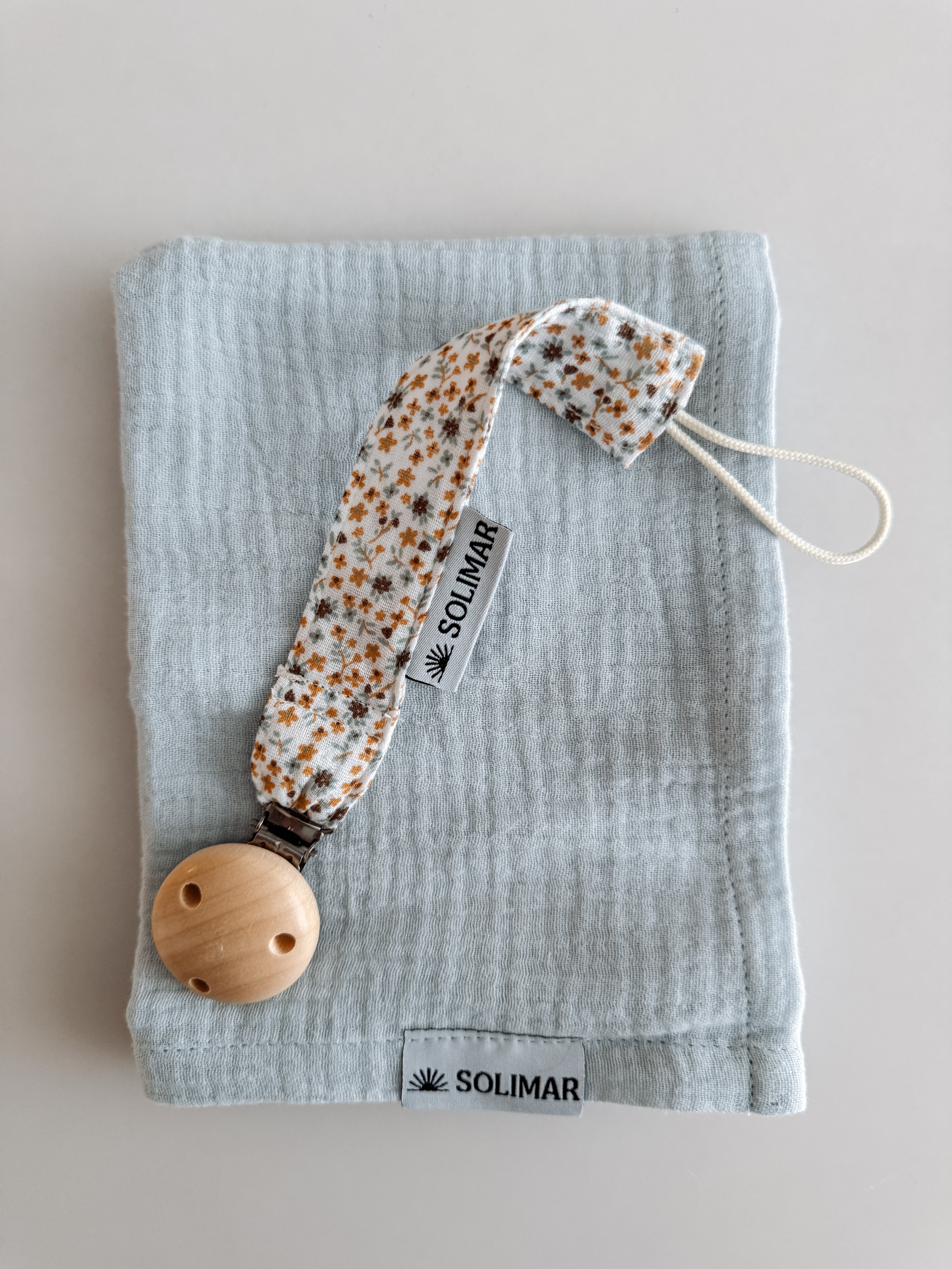 Duo Attache-lolette et Lange - Fleurs Bleues et Ciel Bleu