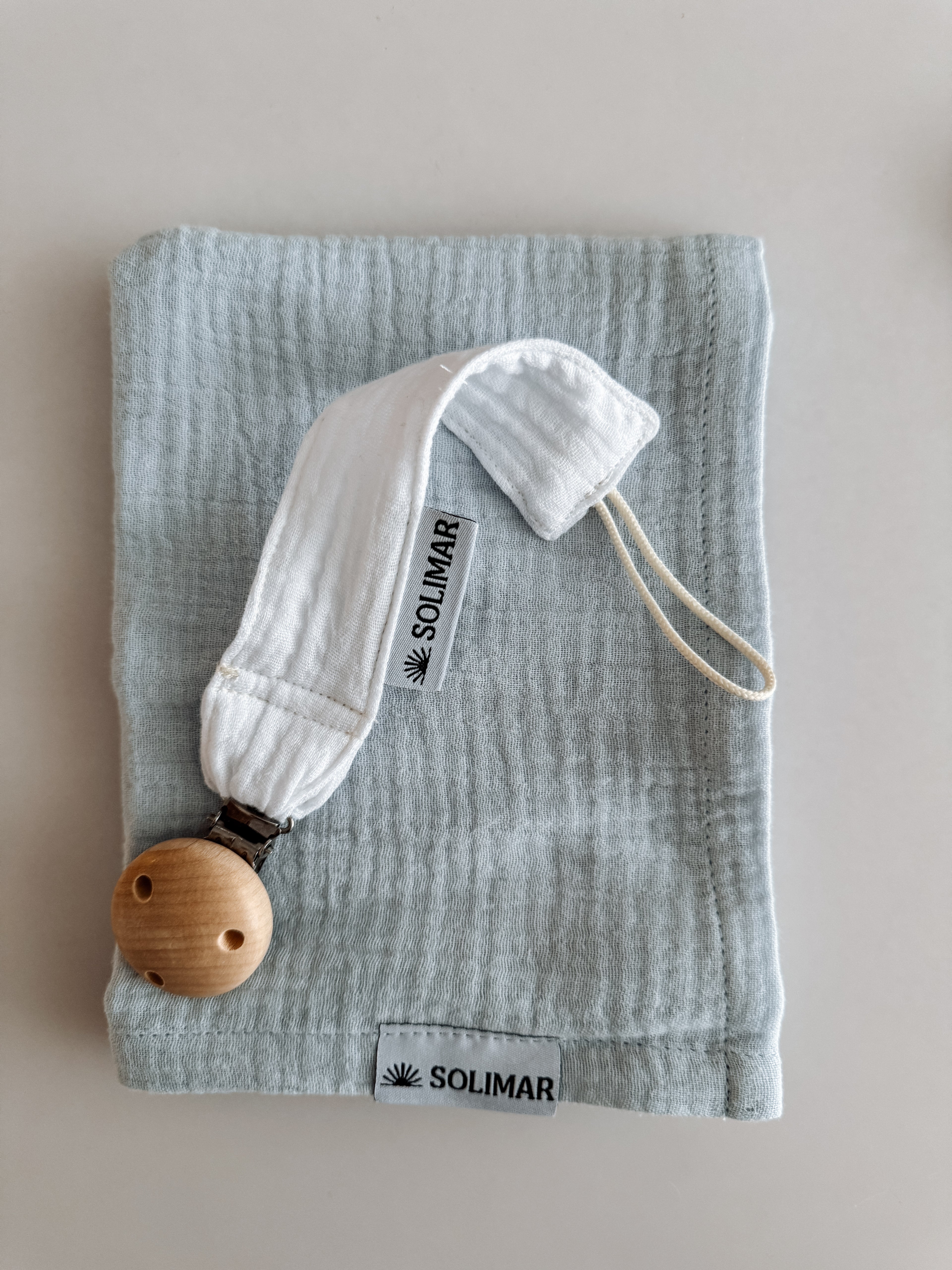 Duo Attache-lolette et Lange - Blanc Câlin et Ciel Bleu