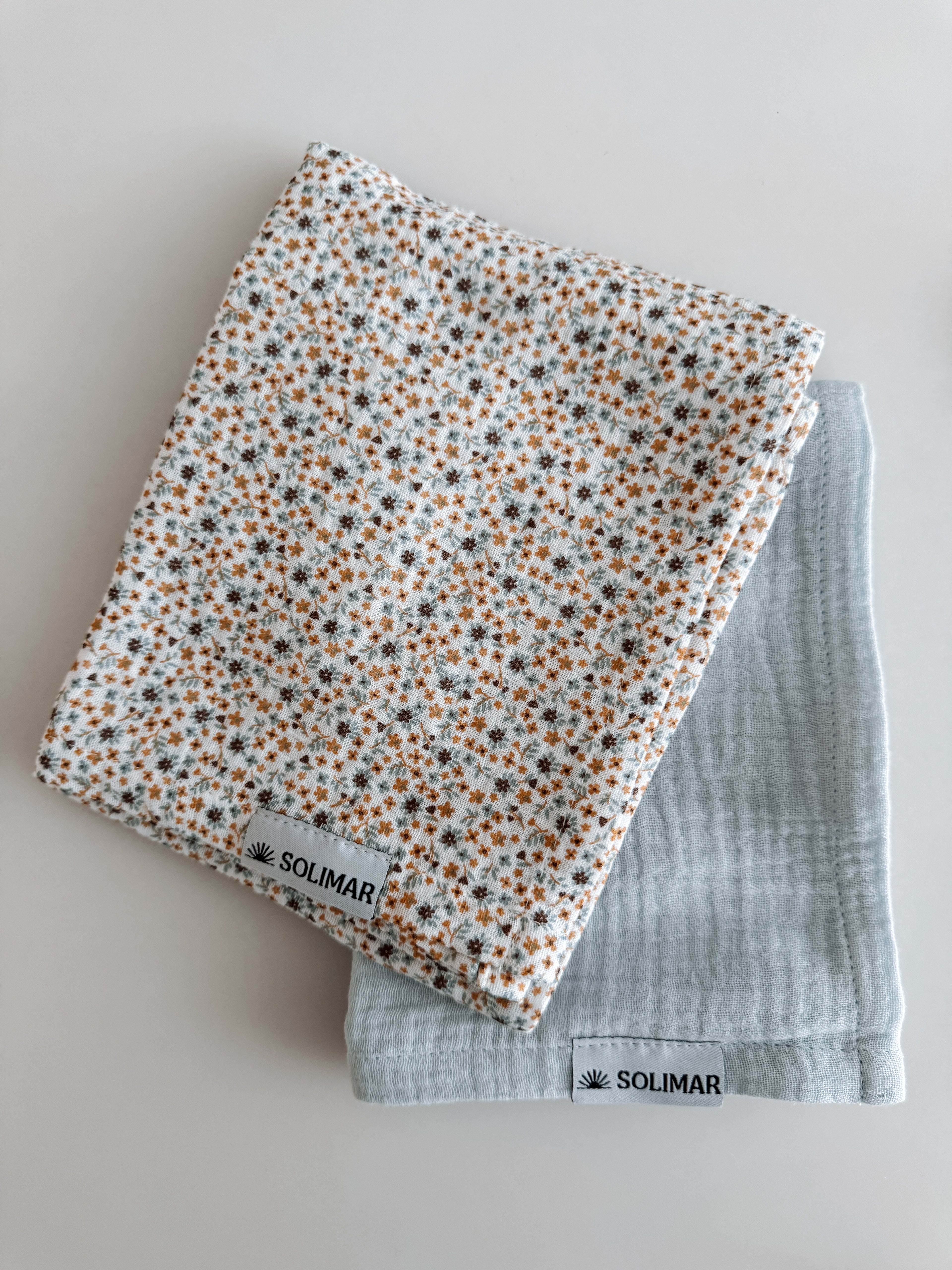 Duo Langes - Ciel Bleu et Fleurs Bleues