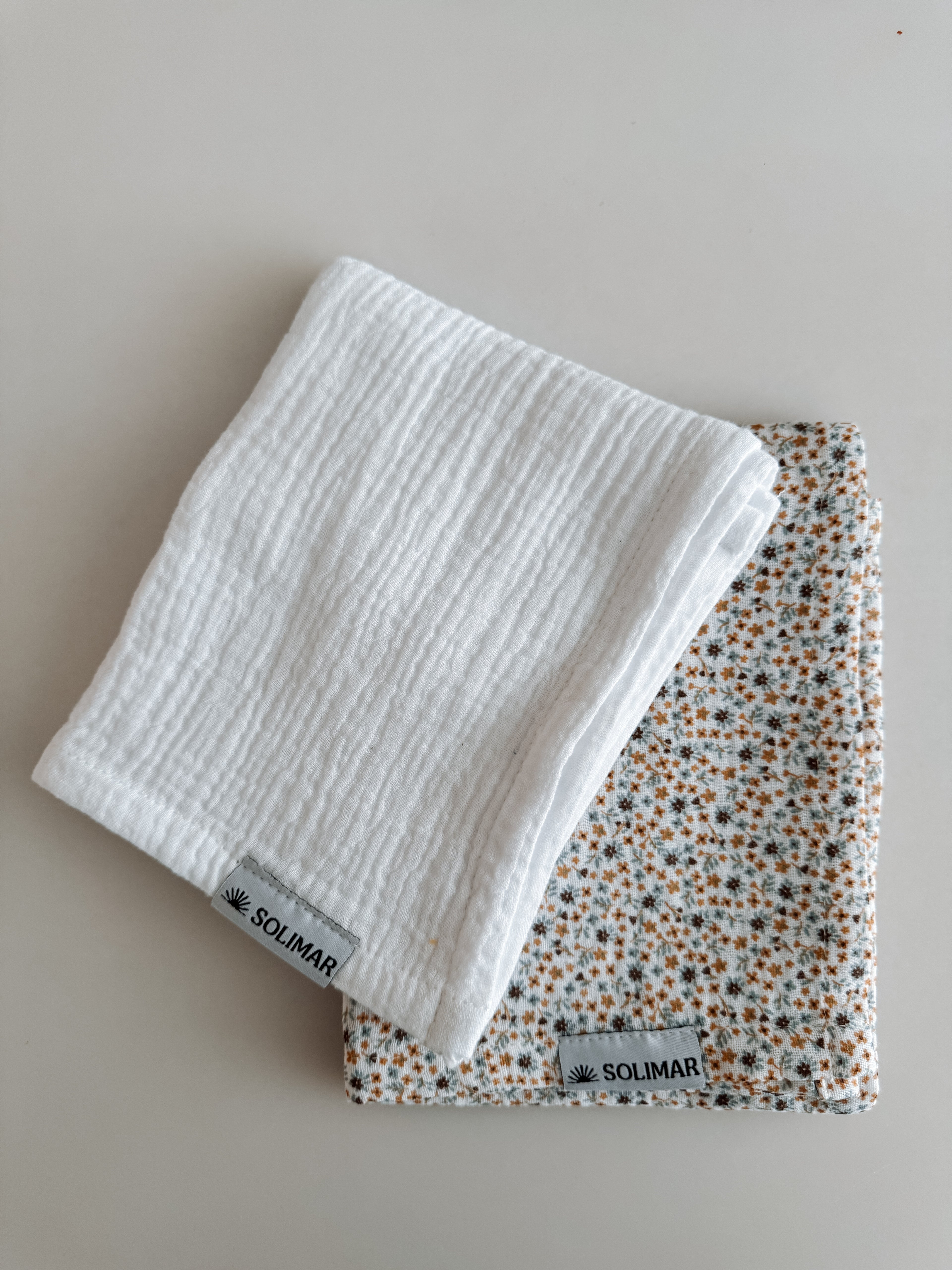 Duo Langes - Blanc Câlin et Fleurs Bleues