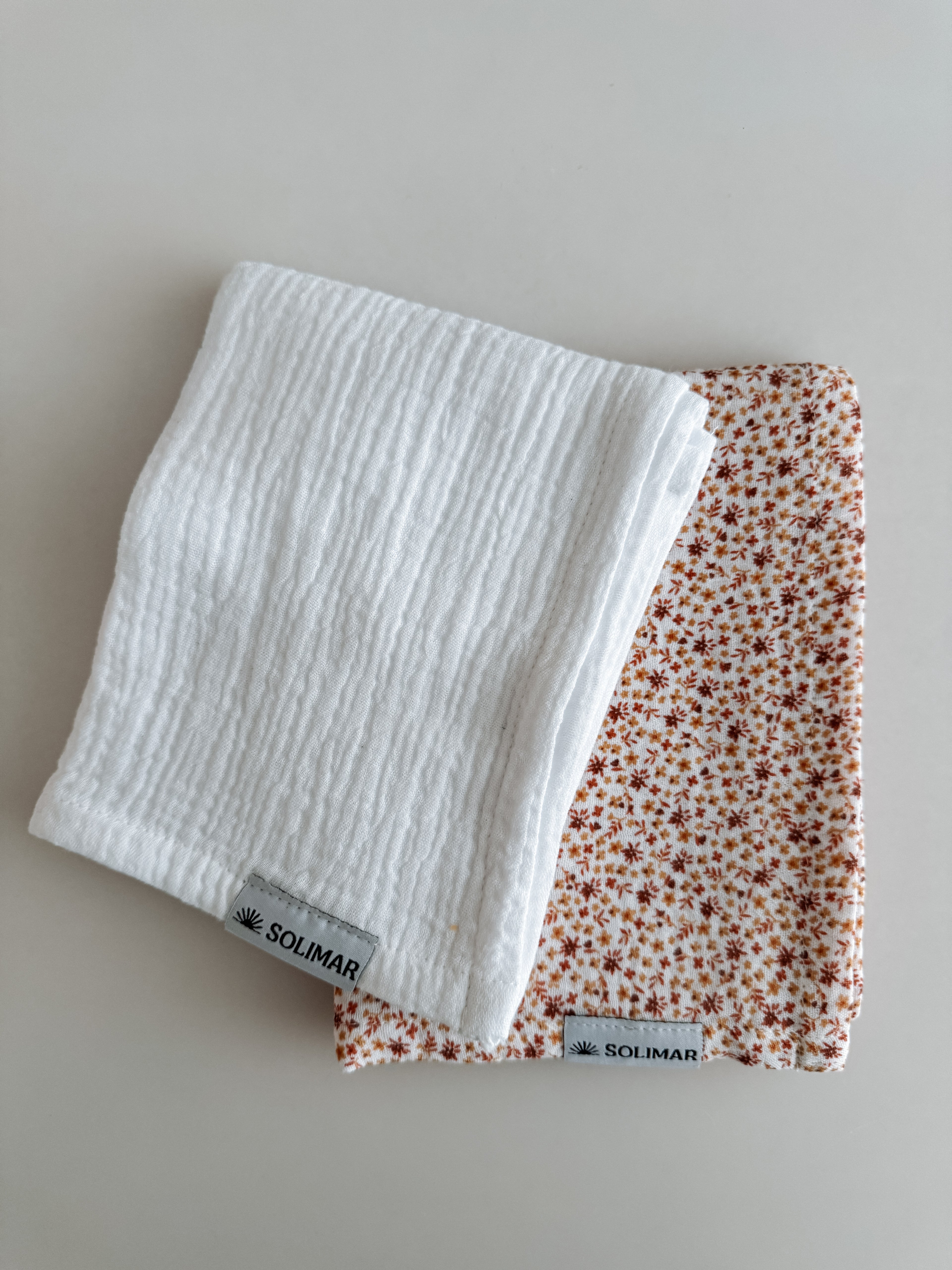 Duo Langes - Blanc Câlin et Fleurs Roses